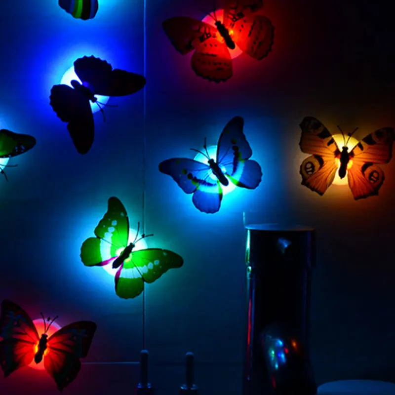 

New Colorful Changing Butterfly LED Night Light Lamp Home Room Party Desk Wall Decor