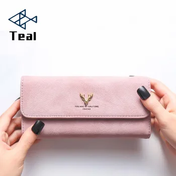 

Women Wallet Long Purse Antlers Female Leather Money Bag Women Clutch Phone Female Purse Card Holder Feminima Bolsa Vintage