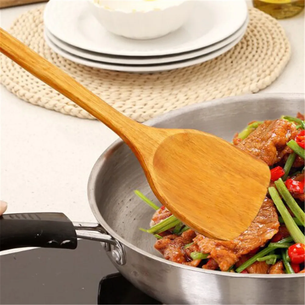 wooden shovel Spatula Spoon Mixing Holder Cooking Utensils Wooden Kitchenware Cooking Set with Long Handle Slotted spatula