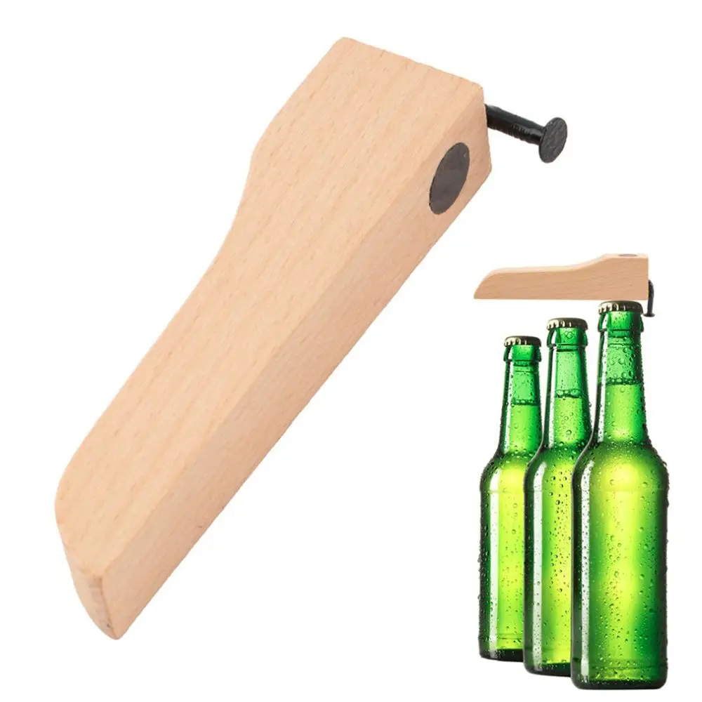 1 pc High quality Smooth Wood Handle and Metal Nail Wine Beer Bottle