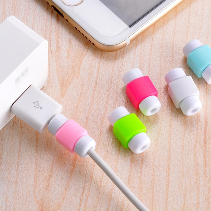 10 조각 미니 귀여운 실리콘 USB 케이블 이어폰 보호기 플라스틱 코드 보호 와이어 커버 와인 더 아이폰 5 5s 6 6s 7 플러스