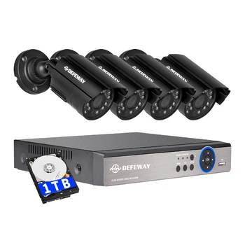 

DEFEWAY 8CH DVR 720P HDMI Security CCTV System Video Recorder 4PCS 1200TVL Home Security Waterproof Night Vision Camera 1TB HDD