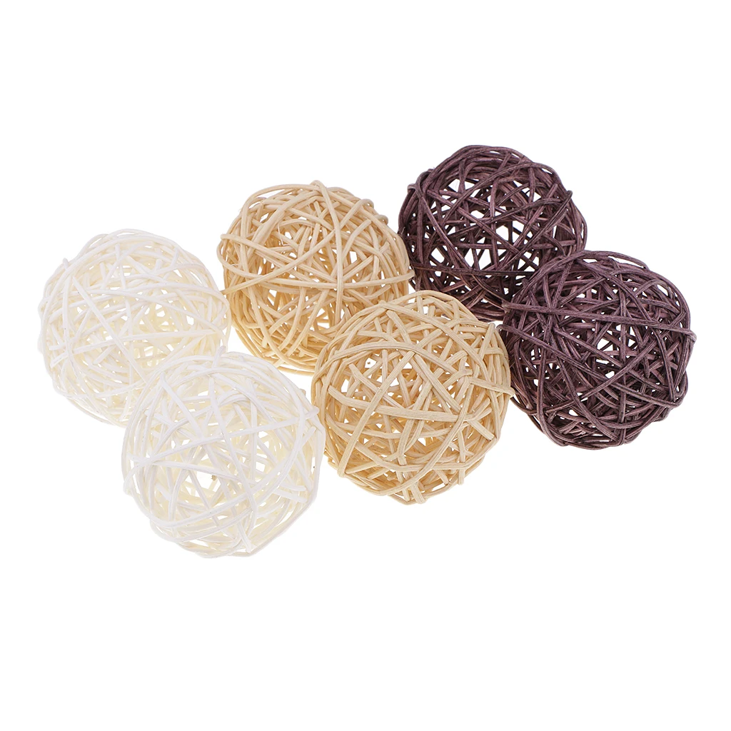 30 Pieces Natural Wicker Rattan Ball 7cm Twig Orbs Balls DIY Embellishments Wedding Ornaments Crafts