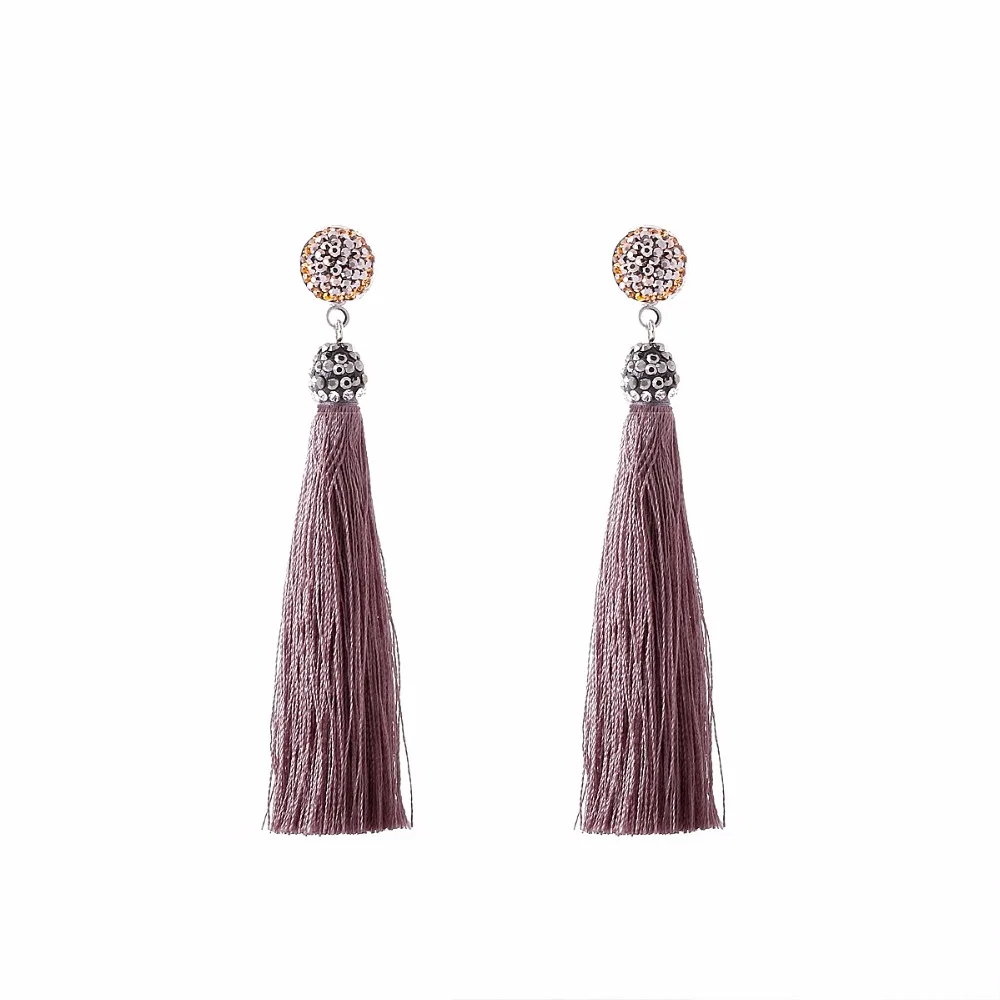 04 New Women Tassel Earrings Boho Bohemian Long Exaggerated Silk Fabric Dangling Earrings For Women Orecchini Lunghi Oorb CS23