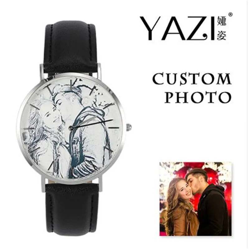 

YAZI Custom Made Quartz Watch Unique DIY Custom Photo Watch Print Picture Watches Men Waterproof Slippy Leather