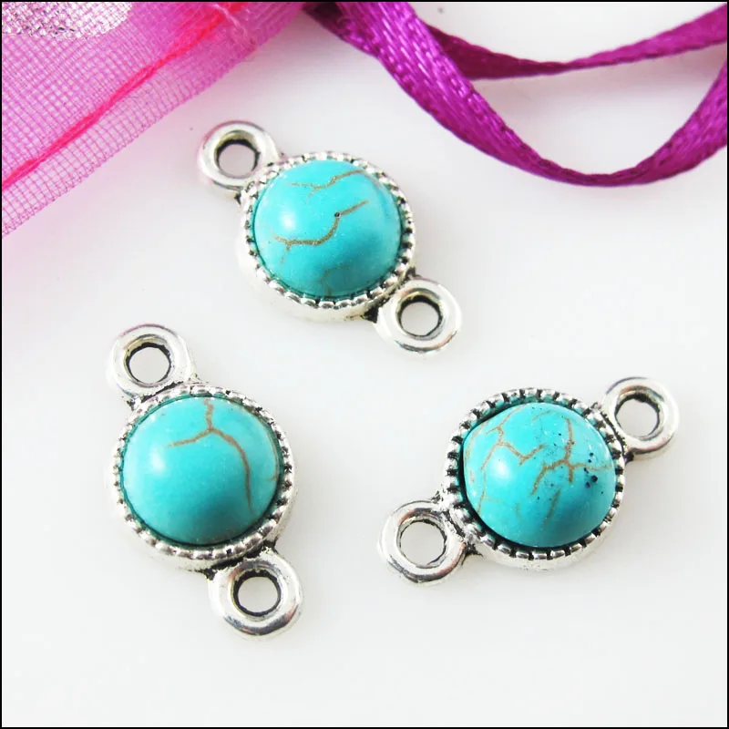 16 шт. ретро тибетский серебристый Круглый соединитель Подвески 10x18.5mm|round charm|round