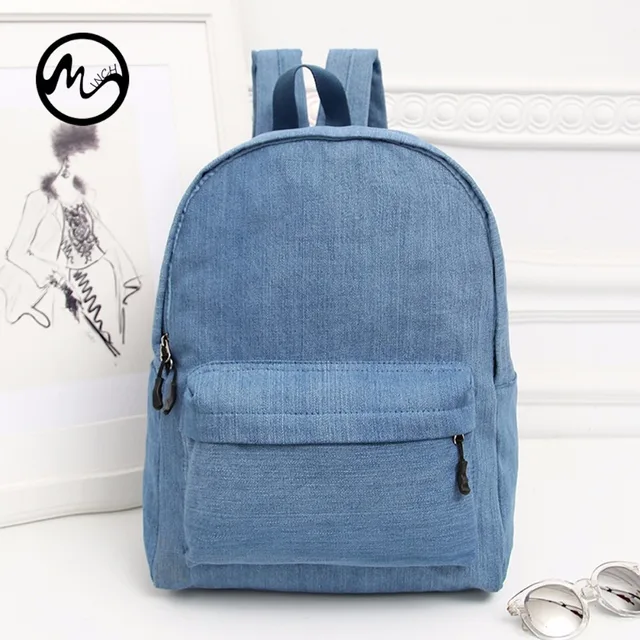 Minch Unisex Vintage Washed Denim Backpack Jean Rucksack Jeans School