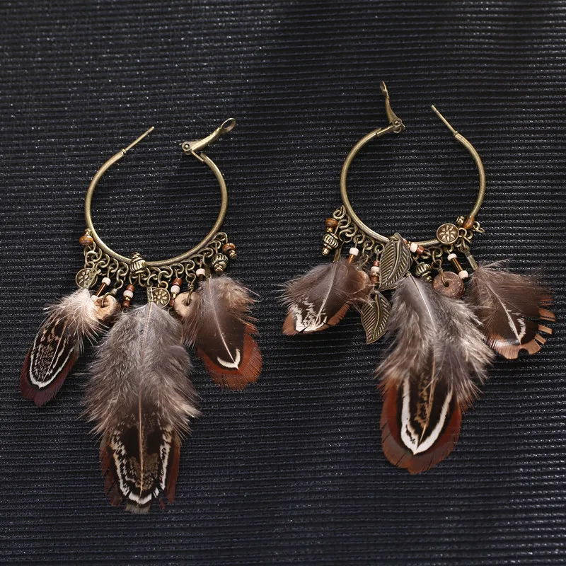 

2017 Vintage Feather Earrings For Women Boucle D'oreille Femme Fashion Long Earrings Brinco Jewelry Pendientes Bijoux