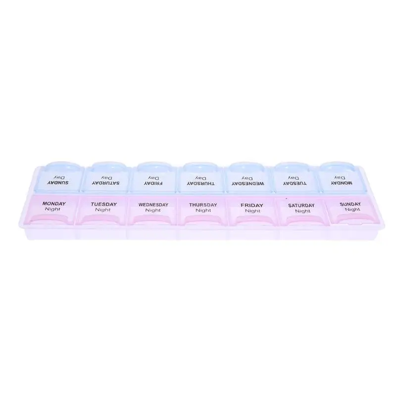 

2 Row/14 Grid Portable Travel Medicine Box Holder Storage Container Pill Case 7 Days Weekly Tablet Organizer Case