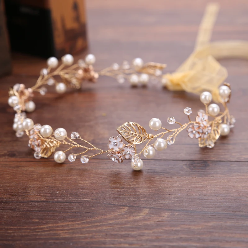 Fashion Gold Pearls Headbands for Women Bridal Hair Accessories