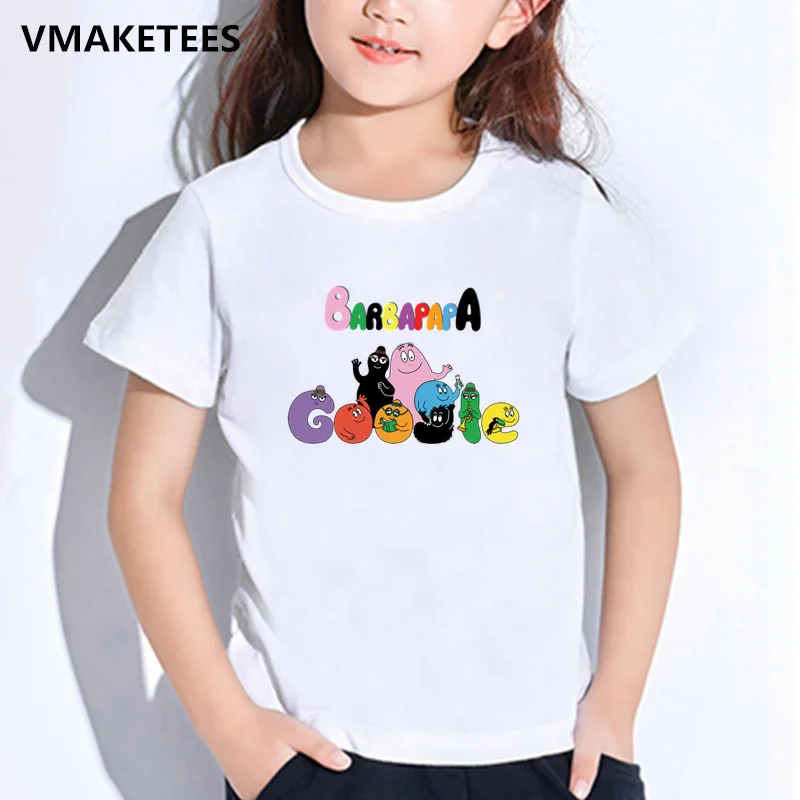 Для детей, на лето короткий рукав для мальчиков и девочек футболки мультфильм Barbapapa принт Детская футболка Повседневное забавная одежда для малышей футболка, HKP5162 - Цвет: HKP5162C