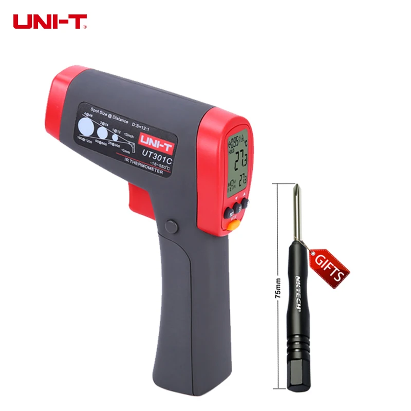 

UNI-T UT301C 12:1 Infrared IR Thermometer Laser Temperature Gun Meter Range -18~550 Centigrade/0~1022 Fahrenheit