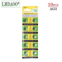 Дешевые LR41 Батарея 10x LR41 AG3 392A SR41SW 384 LR736 V3GA 192 1,55 в солнечных батарей Батарея часы Кнопка монета ворс pilas boton