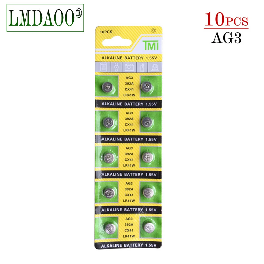 Недорогая батарея LR41 10x AG3 392A SR41SW 384 LR736 V3GA 192 1 55 в элемент батареи часы пуговицы