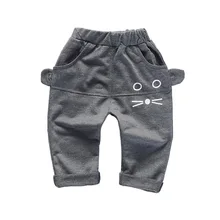 Детские штаны на возраст от 0 до 3 лет весенне-осенние штаны-шаровары для мальчиков и девочек штаны с рисунком кота для малышей Длинные повседневные штаны для малышей, брюки для малышей