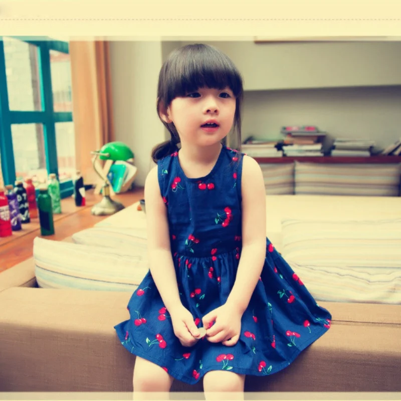 

Girls And Mom Clothing Matching Outfits Family Matching Cherry Vest Dress Clothes Mother Daughter Dresses