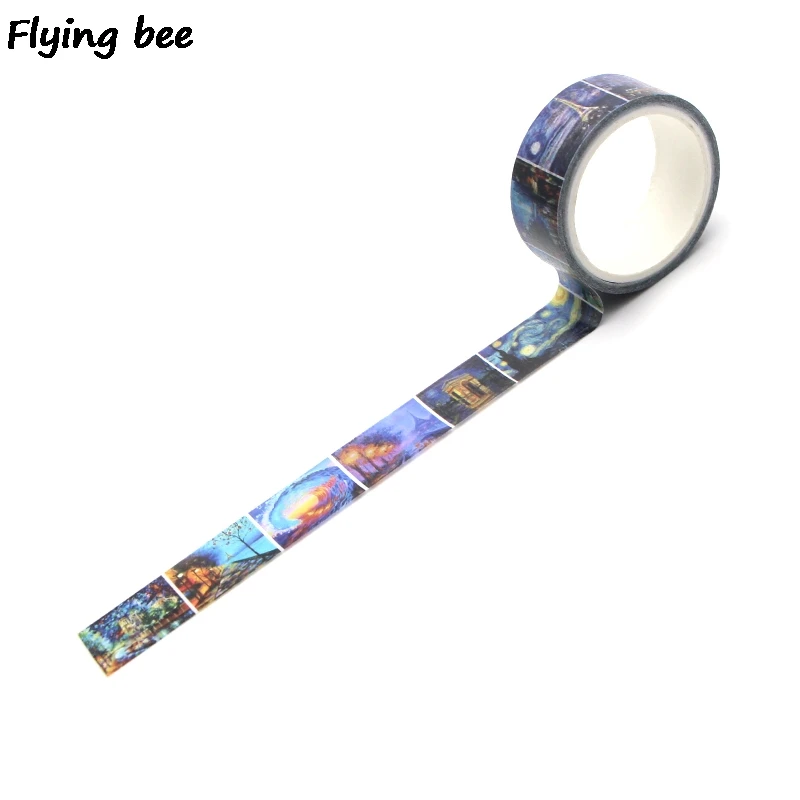 Flyingbee 15mmX5m Бумага васи лента Ван Гог живопись клейкая DIY Скрапбукинг стикер