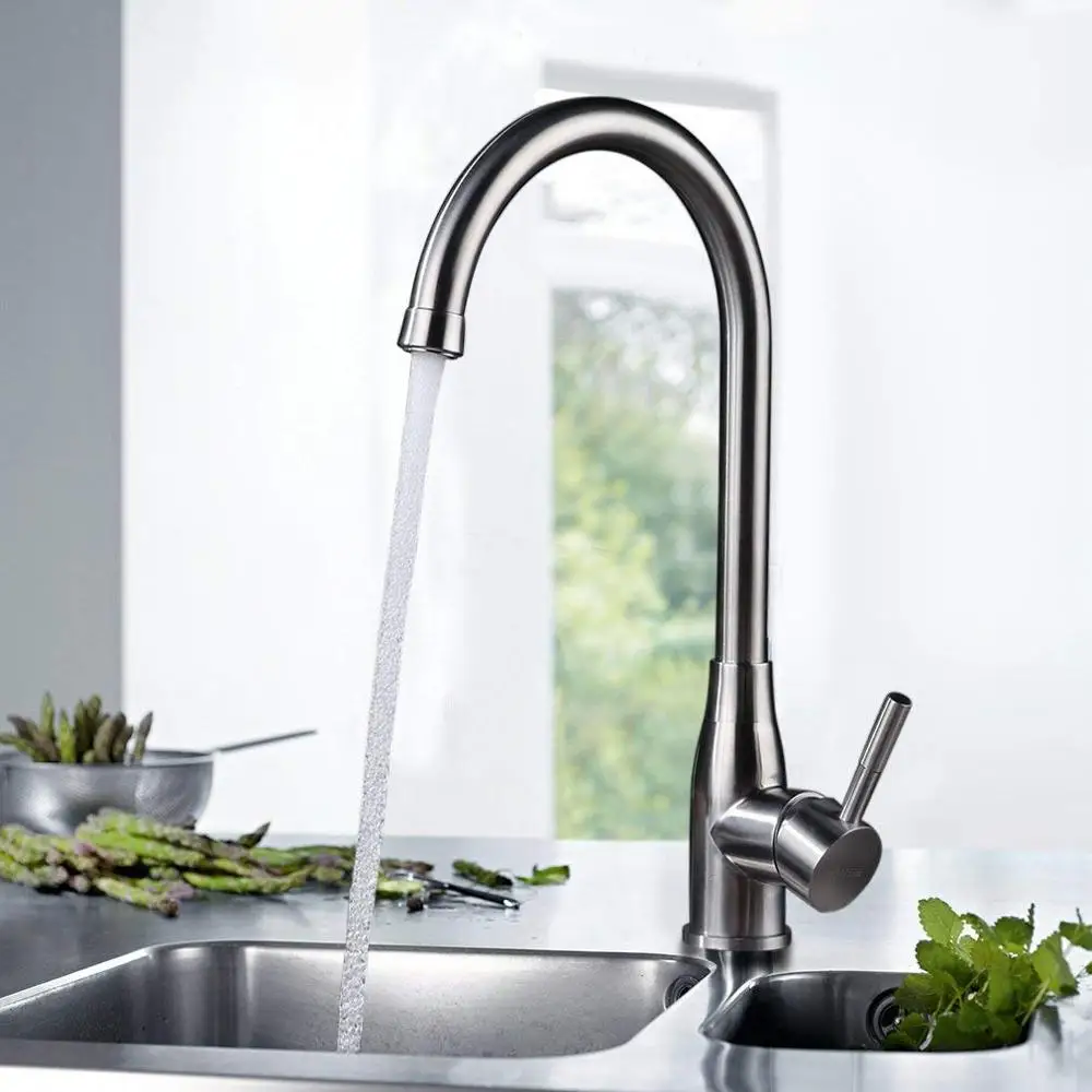 MOIIO Brushed Nickel Kitchen Sink Faucet Brass Mixer Tap/Faucet for Bar Sink with Swivel Spout Aerator Sprayer MOIIO Brushed Nickel Kitchen Sink Faucet Brass Mixer Tap/Faucet for Bar Sink with Swivel Spout Aerator Sprayer