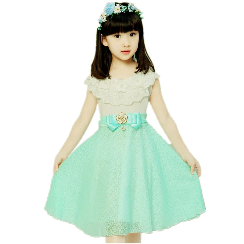 Cheap Sale Girls Princess Dress Children Party Wear Veil Big Bow Flower Kids Wedding Dress For