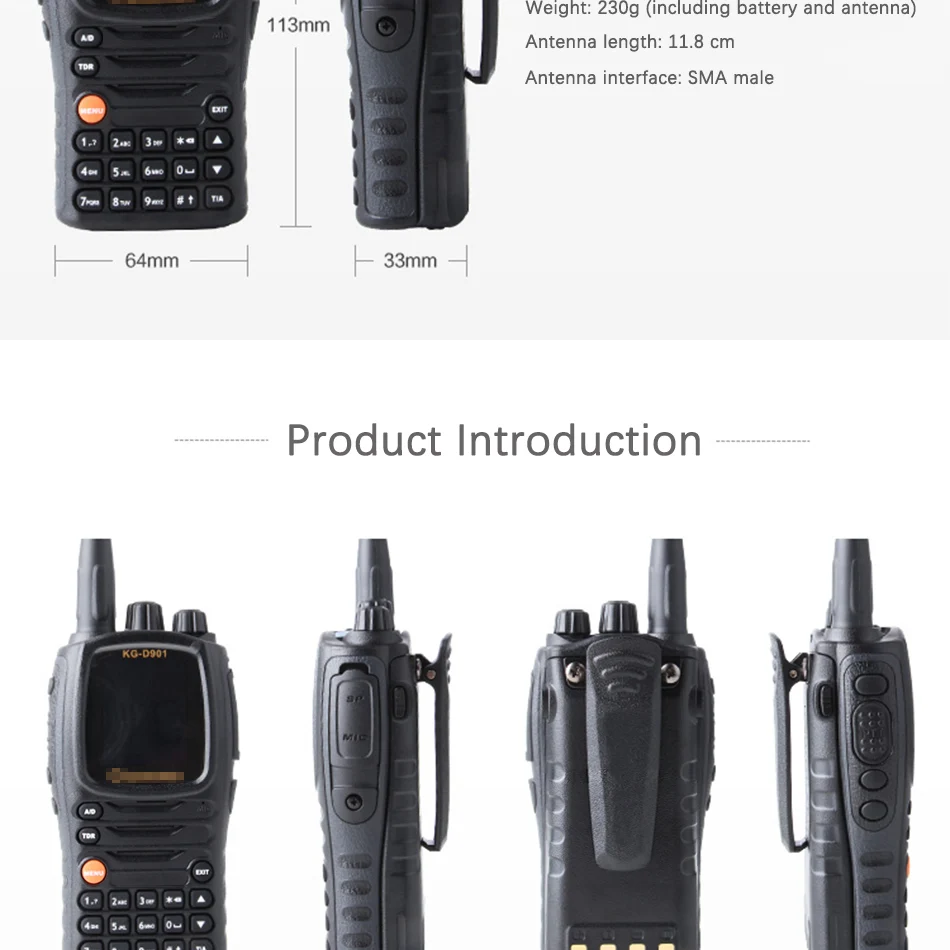 Walkie Talkie Wouxun KG-D901 UHF 400-470MHz DMR цифровое двухстороннее радио 1000 каналов 2000mAh 4W трансивер