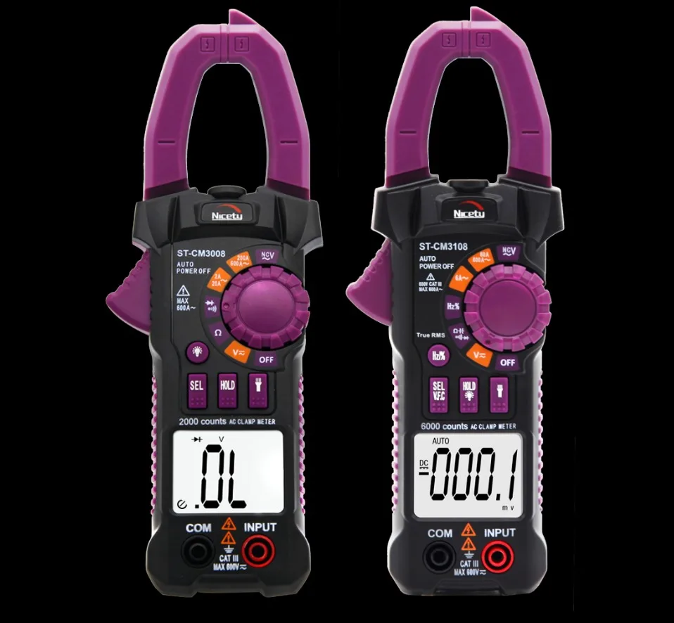 Nicetymeter ST-CM3108 6000 отсчетов цифровой True RMS AC ClampMeter измерение сопротивления емкости мини-мультиметр NCV Led DIY