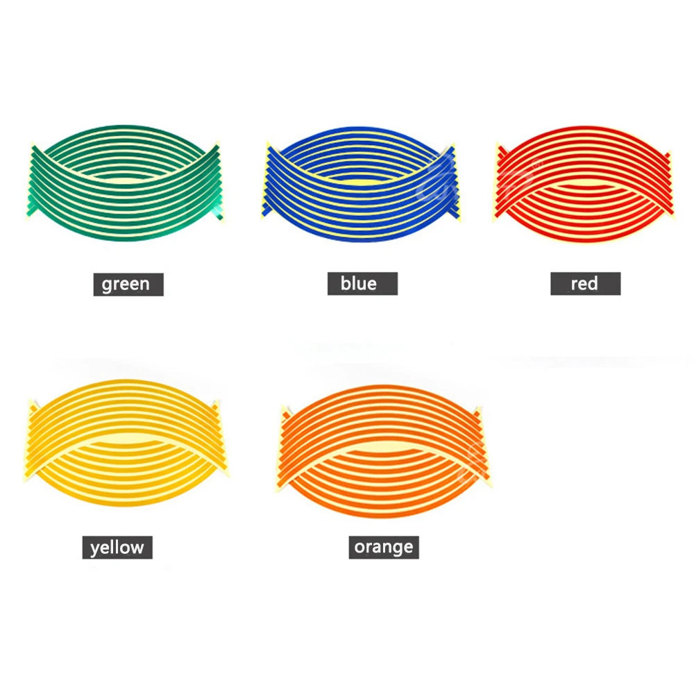 Качество 16 шт. полосы Мотоцикл Наклейка для колес отражающие наклейки ободная лента велосипеда, автомобиля Стайлинг для YAMAHA HONDA SUZUKI Harley BMW