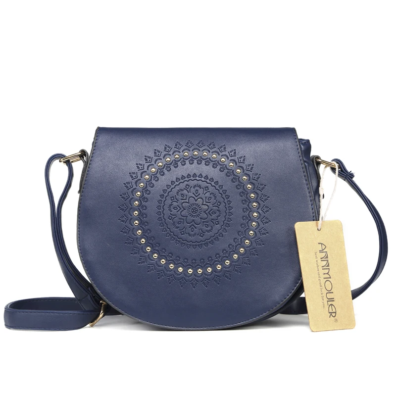 Annmouler vintage crossbody saco de couro do