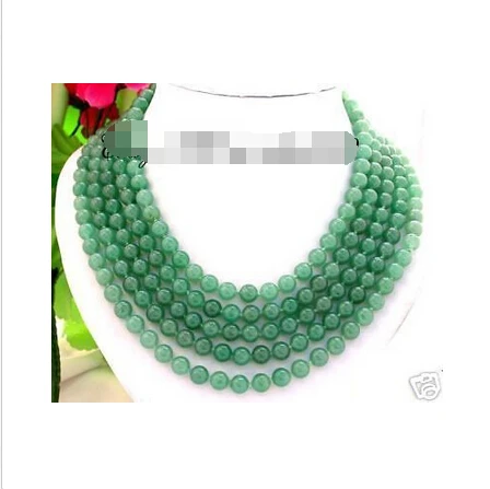 

Fast SHIPPING Long 100" 8mm nature round bright green jade necklace AAA