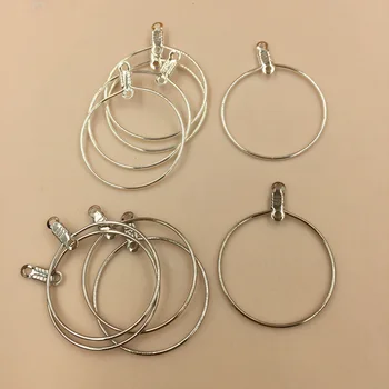 

50 PCS 25mm Metal Steel Round Earrings Pendant Rhodium Silver Color Charm For Jewelry Making