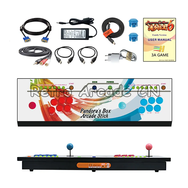 1 set 3A Game Original Pandora's Box 6 1300 in 1 arcade joystick 2 players iron LED console HDMI VGA usb to pc tv ps3 Tekken