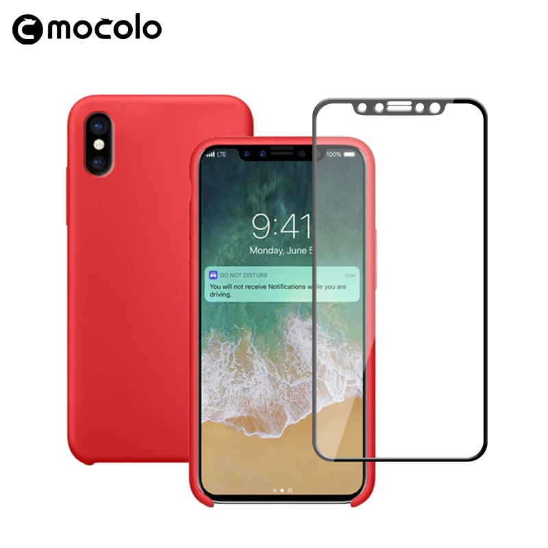 New Full Cover 3D Curved Tempered Glass Screen Protector and Soft Liquid Silicon Anti-drop Ultra Slim Phone Case for iPhone X 10