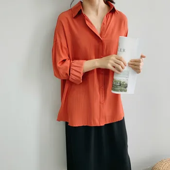 

Summer autumn 2020 women tops and blouses solid color sun protection long sleeve loose shirts female casual simple blouse
