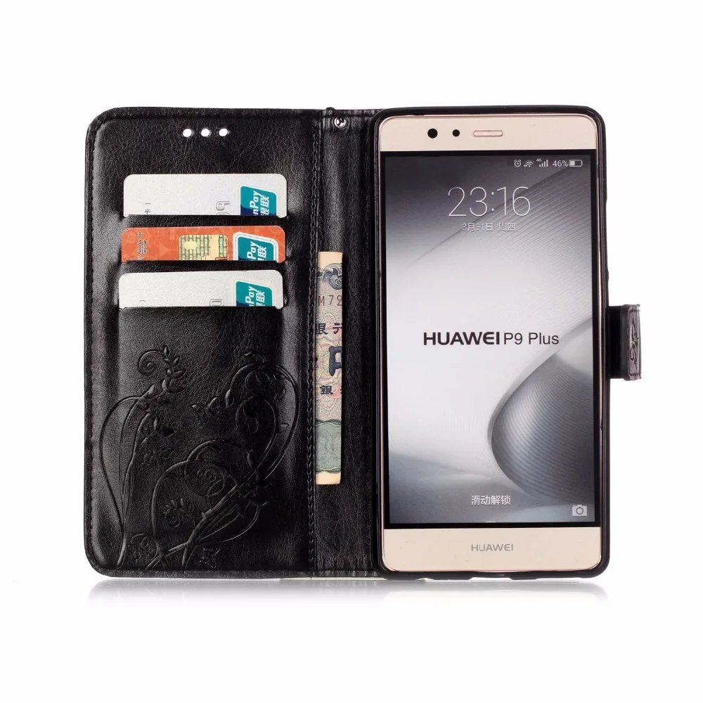 Роскошный Телефон Чехол Для Huawei P9 Plus Бумажник Мешок Тиснение бабочка