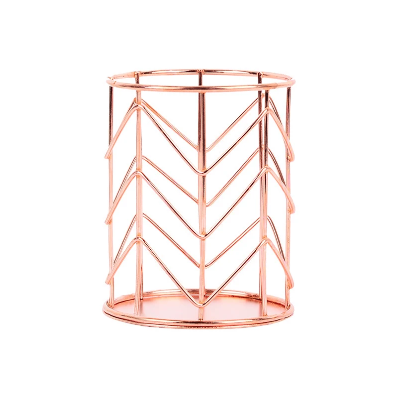 

Gold/Rose Round Pen Holder Crafts Luxury Ornaments Makeup Brush Storage Box Desktop Crafts Photography Props Home Decor Gifts