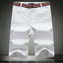 Лето модный пояс украшенный бутик хлопковый, контрастный цвет Мужские шорты для активного отдыха/мужские белые темно-синие повседневные пляжные шорты