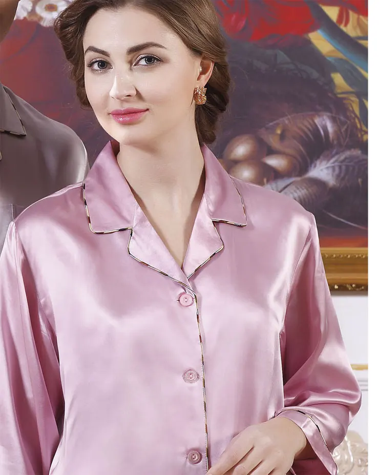Женский пижамный комплект из 100% натурального шелка парные пижамы с верхом и