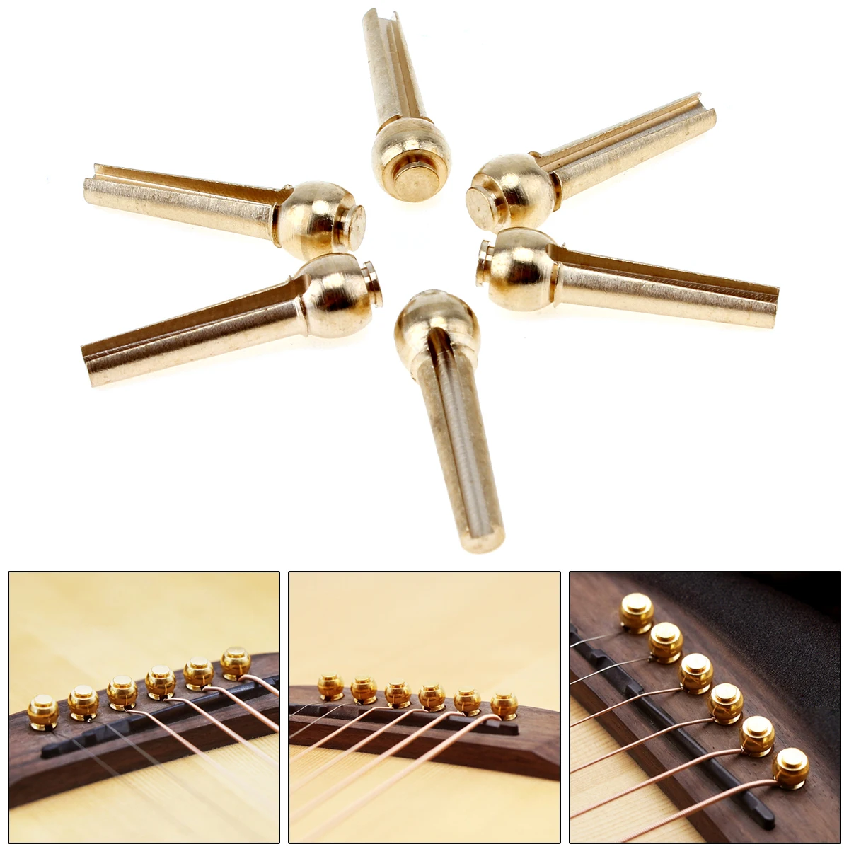 Buy 6pcs/set Pure Copper Brass Guitar Bridge Pin