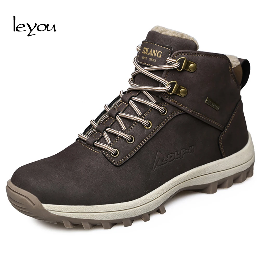 Leyou Men Winter Work Shoes Outdoor Snow Boots Too...