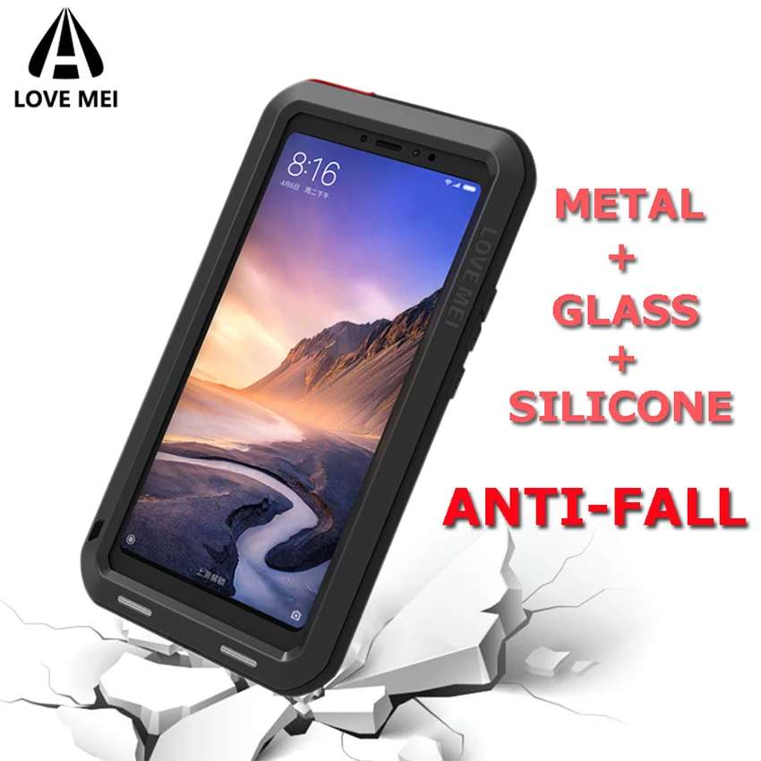

Love Mei Brand Case For Xiaomi Mi Max 2 Max 3 MiX 2 MiX 2S Mi 6 Mi 8 Mi 9 Metal Armor Shockproof Phone Case Cover Rugged Shell