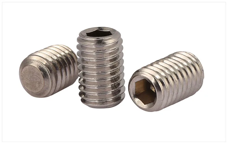 

50pcs/lot M8*6/8/10/12/16/20/25 stainless steel 304 flat head set screws hex socket grub screws hardware fasteners 197