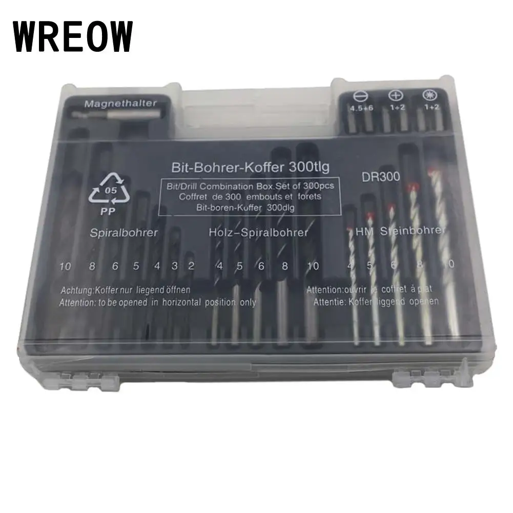 WREOW 300pc carbon steel Drill bit set Assorted Carbon Steel Twist
