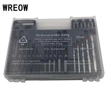 

WREOW 300pc carbon steel Drill bit set Assorted Carbon Steel Twist Drill Bit Set Expansion Screw woodworking tool W/Plastic Box