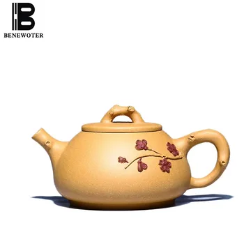 

300cc Yixing Purple Clay Teapot Raw Ore Plum Blossom Stone Scoop Zisha Pot Art Drinkware Office Tea Ceremony Green Tea Kettles