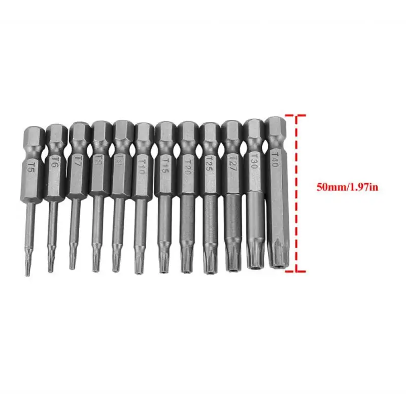 12 шт. 1/4in шестигранным хвостовиком T5-T40 Магнитный безопасности фигурная отвертка бит хром-ванадиевая сталь Сталь сверло шуруповерта