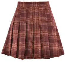 Осенняя и зимняя клетчатая юбка с высокой талией, Женская плиссированная короткая Милая стильная юбка kawaii