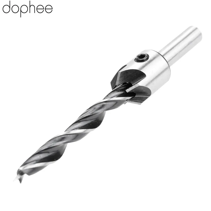 dophee Flute Countersink Drills Bit HSS Drills Bit Reamer For Woodworking Chamfer 3-10MM Woodworking Tools Wood Drill Bits 1PC