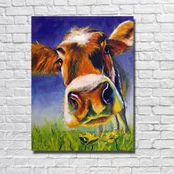 Бесплатная доставка ручной работы абстрактное животное желтый корова маслом на холсте стены искусства фотографии для дома номер