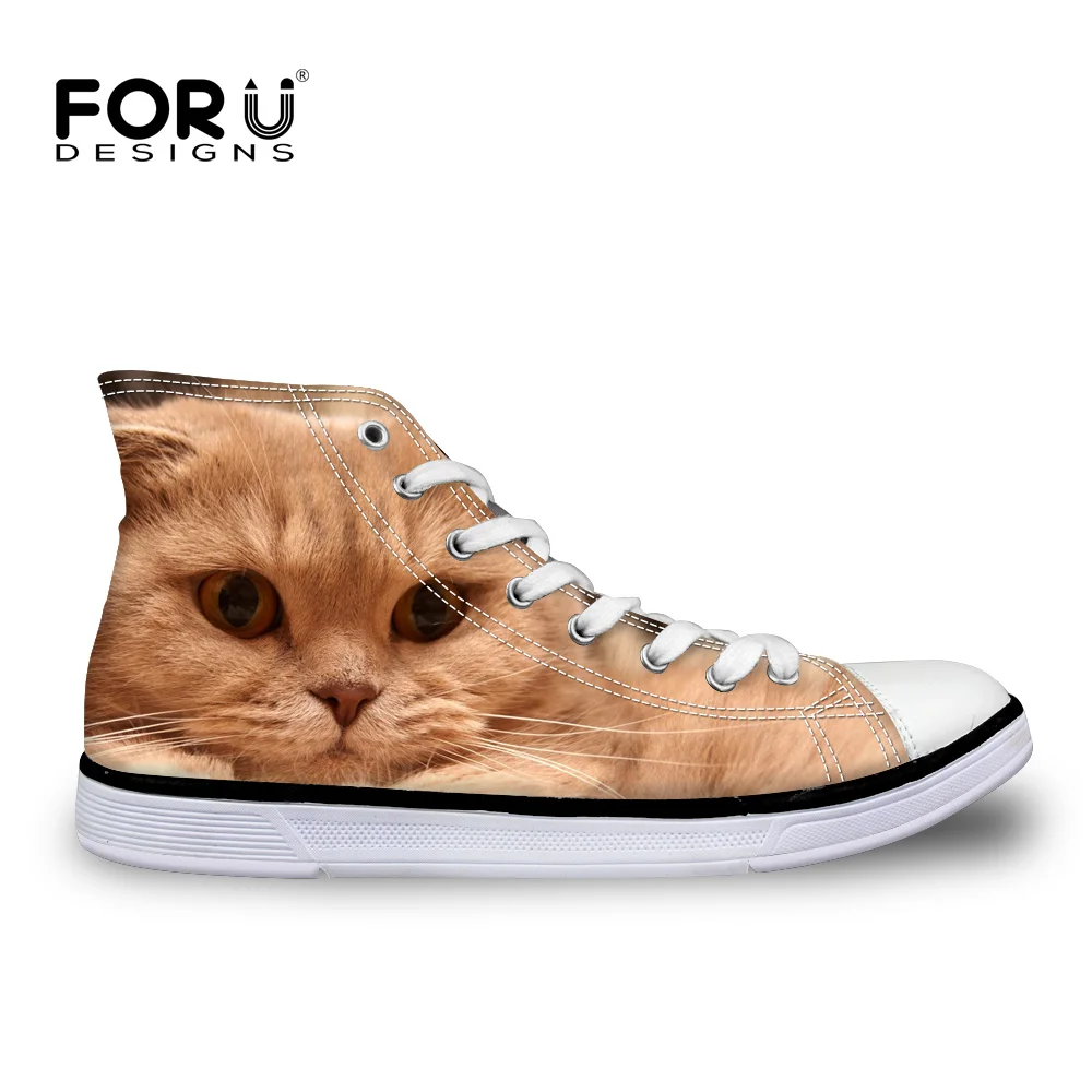 

FORUDESIGNS Cute Animal Cat Printed Women Fashion Vulcanize Shoes Classic High Top Canvas Shoes Women Leisure Female Sneakers