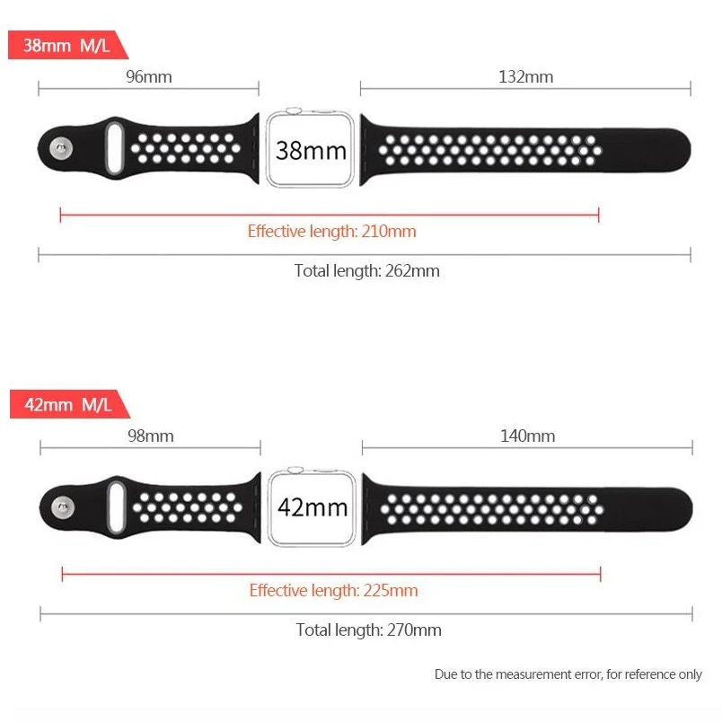 2PCS Sport Silicone Watchband  Breathable hole  Replacement Strap for Apple watch series 1/2/3/4 strap 40/44MM 38/42MM bracelet