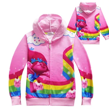 

2018 New Girls Outwear Trolls Clothes Hoodies Cartoon Troll Costumes Clothes T Shirts Children's Sweatshirts for Girl Kids Tops